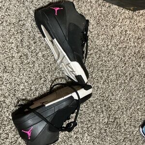 Jordan Black Sneakers with Pink Jumpman Accent